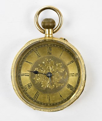 Lot 2333 - A Continental 18k gold fob watch, with Roman...