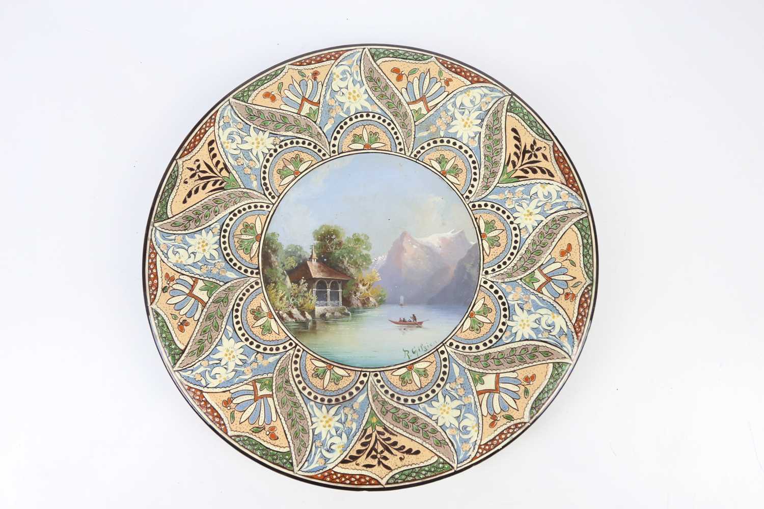 Lot 1440 - THOUNE POTTERY; a hand painted wall plaque...