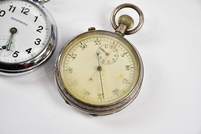 Lot 2352 - CYMA; a military pocket watch, with white...