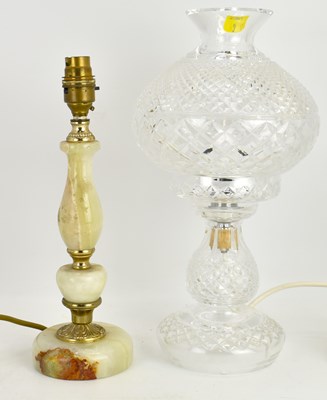 Lot 97 - A cut glass mushroom table lamp, 35 x 20cm,...