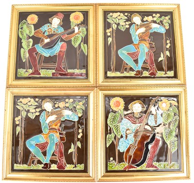 Lot 236 - MAW & CO; four 1970s hand-painted Majolica...