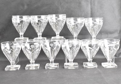 Lot 361 - Two sets of similar shaped rummer glasses,...