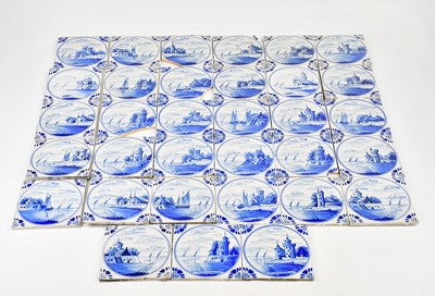 Lot 1382 - A collection of thirty-three Delft tiles,...