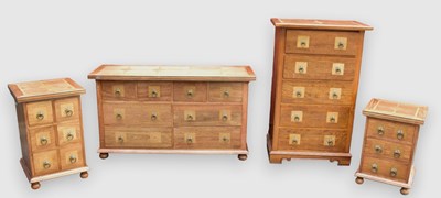 Lot 294 - Four modern hardwood chests with stone insets,...