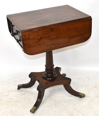 Lot 2765 - A Regency mahogany drop-leaf sewing table with...