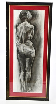 Lot 1682 - T M; charcoal study of female nude, signed...