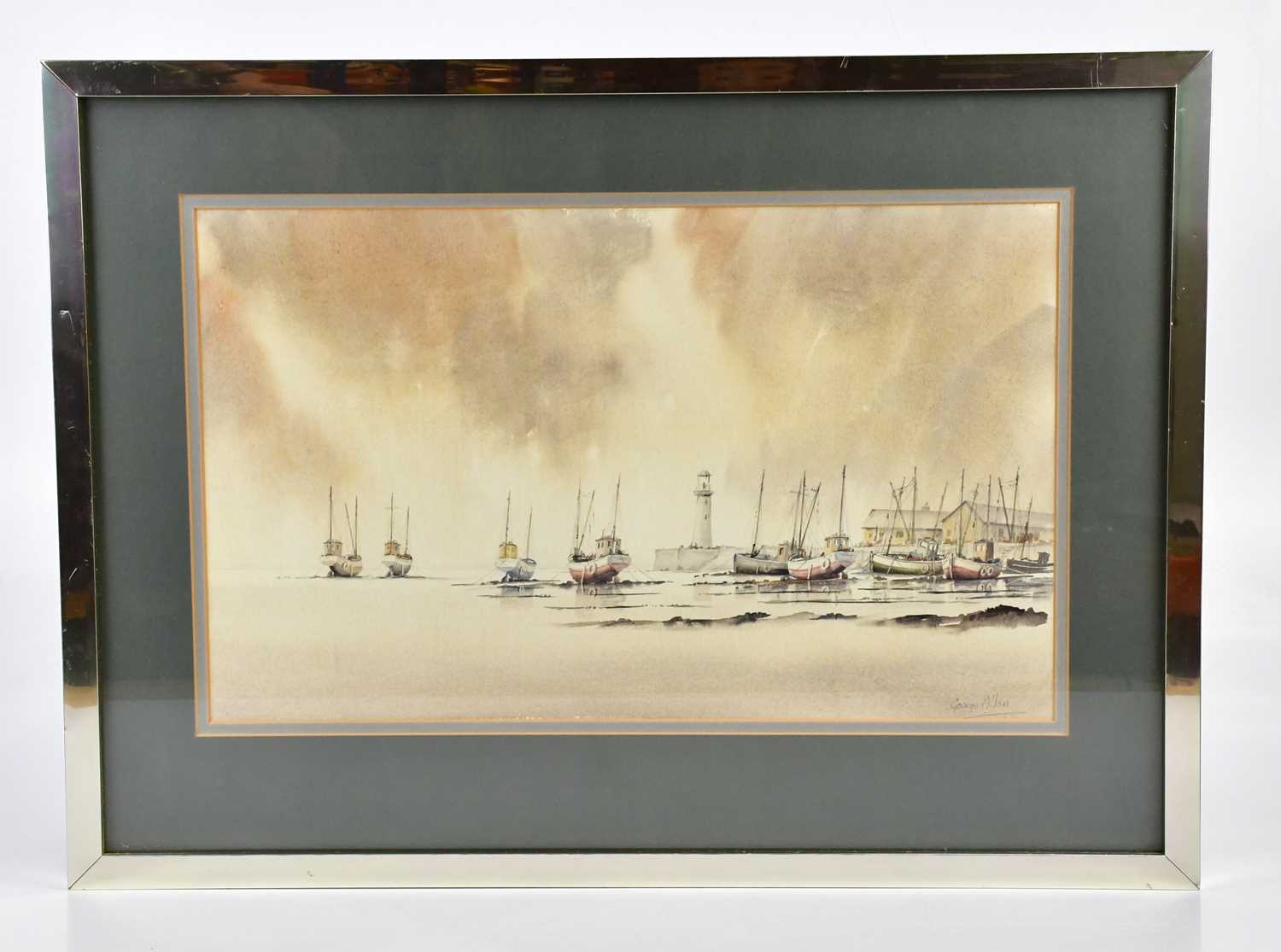 Lot 1807 - GEORGE ALLEN; watercolour, harbour scene,...