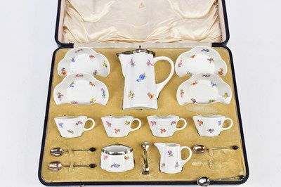 Lot 1480 - MEISSEN; a cased four setting coffee service...