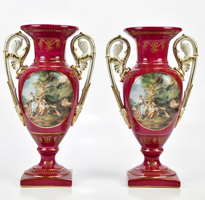 Lot 1385 - A pair of 20th century Continental porcelain...