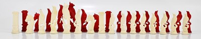 Lot 666 - A carved fish bone chess set, height of kings...