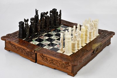 Lot 579 - A modern Chinese chess set, height of kings 12....