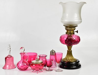 Lot 1580 - A small collection of cranberry glass items...