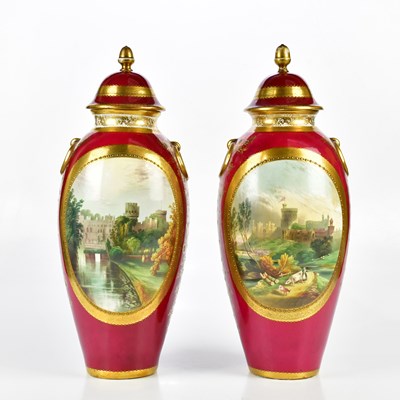 Lot 1386 - A pair of 19th century Staffordshire ovoid...