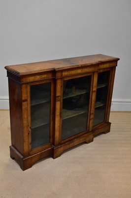 Lot 70 - A Victorian breakfront walnut credenza, with...
