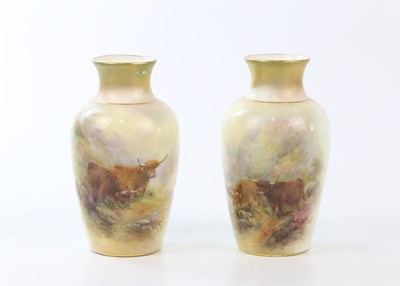 Lot 1336 - HARRY STINTON FOR ROYAL WORCESTER; a pair of...