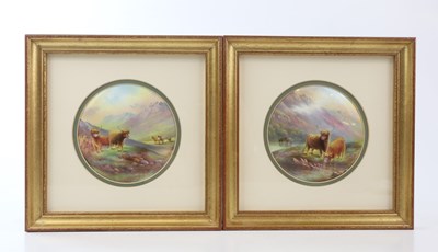 Lot 1388 - F MICKLEWRIGHT; a pair of hand painted Paragon...