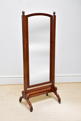 Lot 208 - An Edwardian mahogany cheval mirror with...