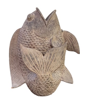 Lot 544 - A large stoneware model of a carp, height 65cm.