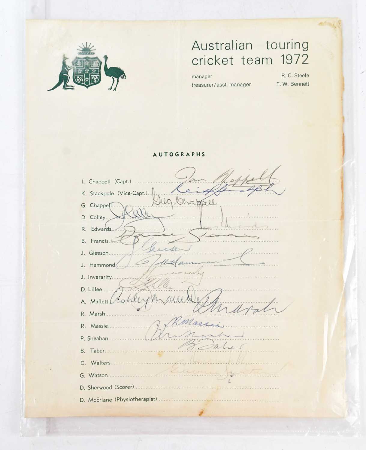 Lot 1119 - CRICKET INTEREST; a signed Australian