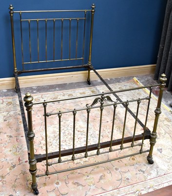 Lot 1631 - A Victorian brass double bedstead.