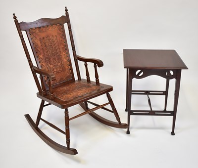 Lot 68 - An American red walnut rocking chair...