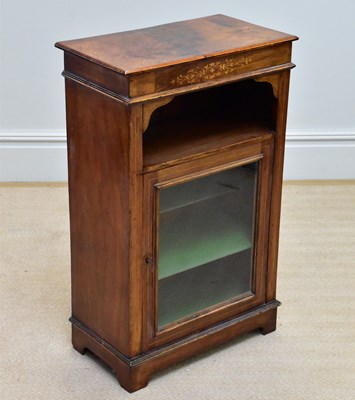 Lot 122 - An Edwardian inlaid walnut music cabinet with...