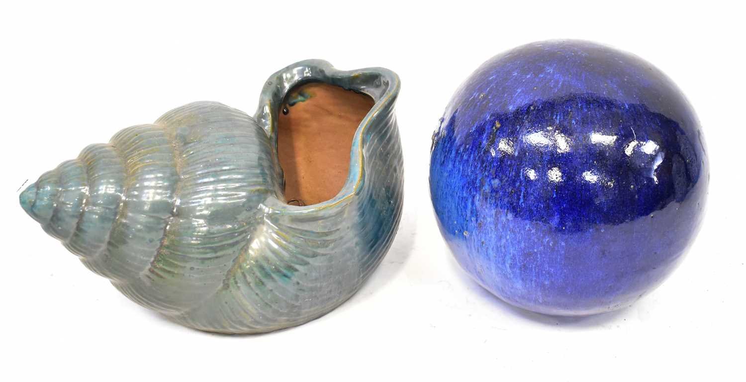 Lot 232 - A large ceramic model of a shell in green