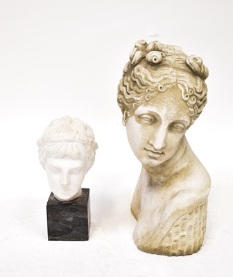 Lot 293 - An alabaster bust of a Classical boy's head,...