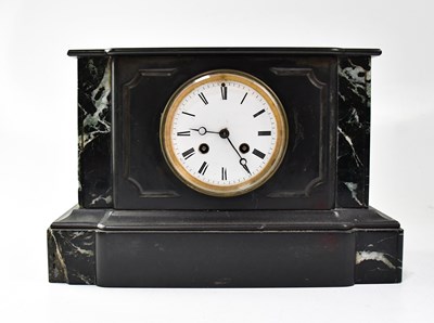 Lot 110 - A Victorian slate mausoleum eight-day mantel...