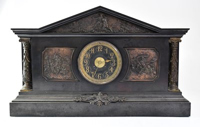 Lot 113 - A Victorian slate mausoleum eight-day mantel...