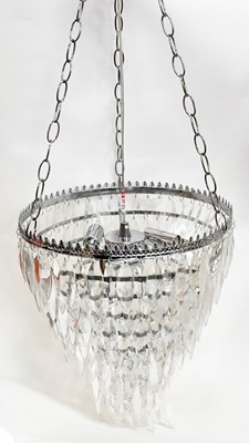 Lot 102 - A chrome-effect and cut glass waterfall...