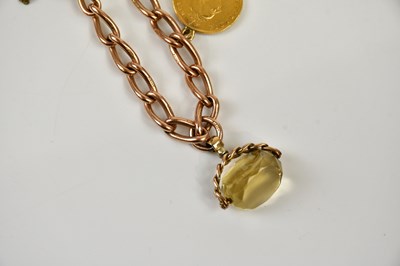 Lot 419 - A 9ct yellow gold bracelet, mounted with half...