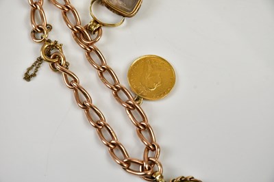 Lot 419 - A 9ct yellow gold bracelet, mounted with half...