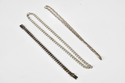 Lot 2523 - A sterling silver curb link necklace, a...