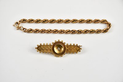Lot 2504 - A Victorian 15ct yellow gold bar brooch...
