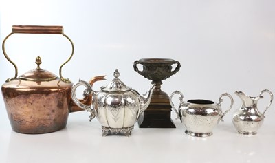 Lot 787 - A Victorian plated three piece tea service, of...