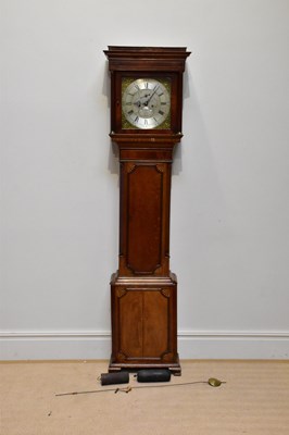 Lot 312 - A late George III inlaid oak eight day...