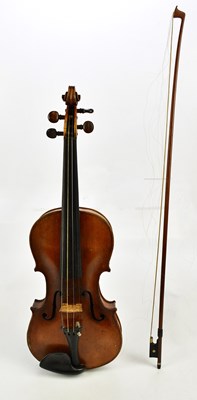 Lot 1012 - A full size German violin with two-piece back...