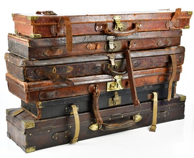 Lot 2587 - Six vintage leather sporting gun cases,...
