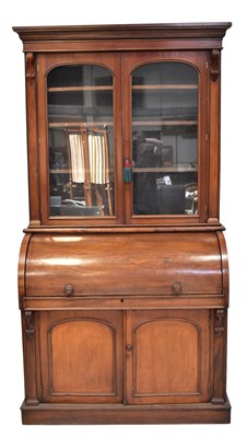 Lot 34 - A Victorian mahogany bureau bookcase glazed...