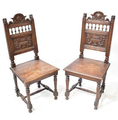 Lot 37 - A pair of late 19th/early 20th century oak...