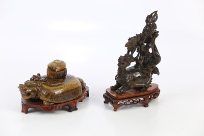 Lot 1210 - Two Chinese hardstone carvings, one of a...