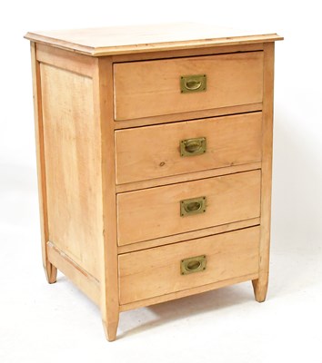 Lot 55 - A pine chest of four drawers on square...