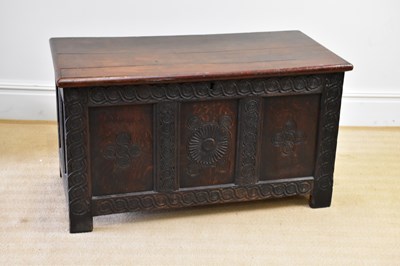 Lot 14 - An 18th century and later oak coffer with...