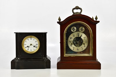 Lot 384 - An early 20th century mahogany bracket clock,...