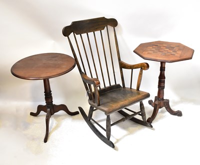 Lot 41 - An Edwardian stained wooden rocking chair on...