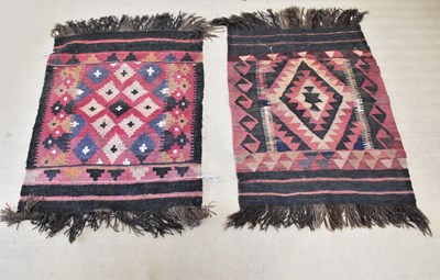 Lot 456 - Two kilim rugs, with geomatric patterns, 80 x...