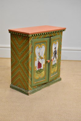 Lot 266 - A Dutch painted two door cupboard, height 64cm,...