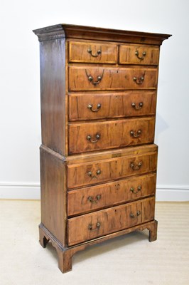 Lot 54 - A George III walnut chest on chest, with two...