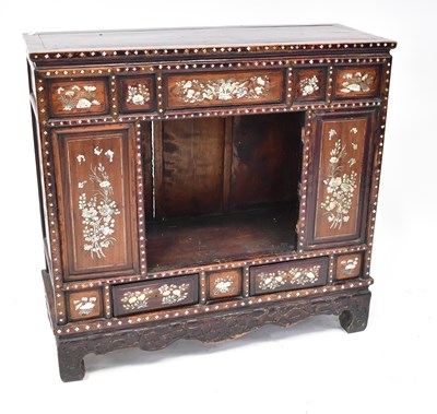 Lot 22 - An early 20th century Chinese stained hardwood...
